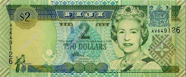 2 Dollars FIJI  2002 P.104a UNC-