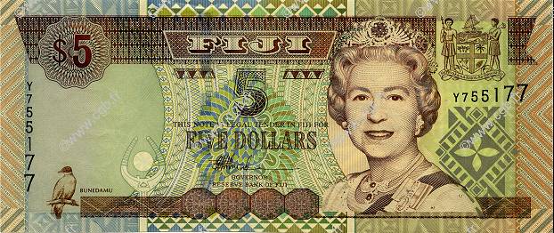 5 Dollars FIJI  2002 P.105a UNC