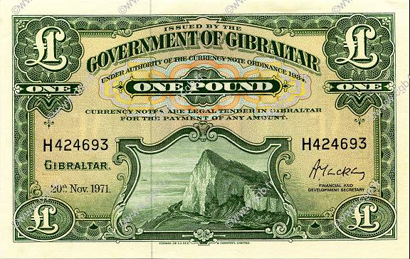 1 Pound GIBRALTAR  1971 P.18b FDC