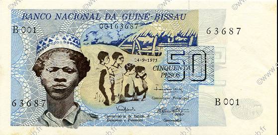 50 Pesos GUINEA-BISSAU  1975 P.01 FDC