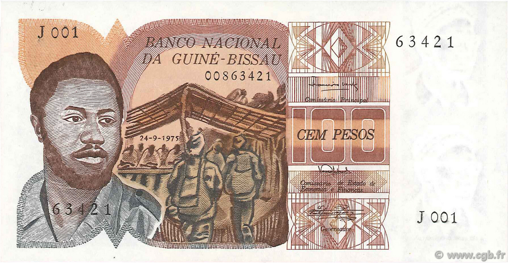 100 Pesos GUINEA-BISSAU  1975 P.02 ST