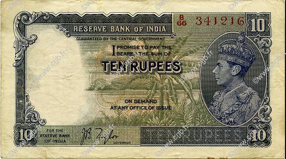 10 Rupees INDE  1937 P.019a TTB+