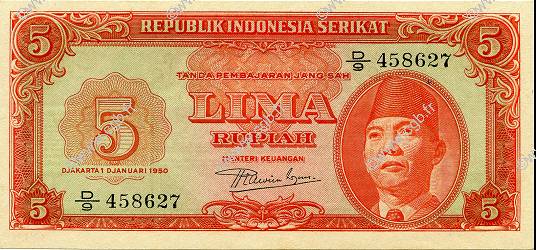 5 Rupiah INDONESIA  1950 P.036 SC+