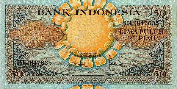 50 Rupiah INDONESIA  1959 P.068 SC
