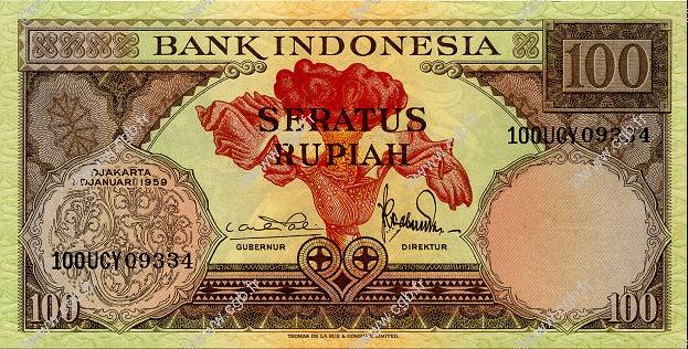 100 Rupiah INDONESIA  1959 P.069 AU