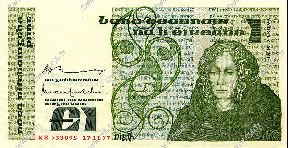 1 Pound IRELAND REPUBLIC  1977 P.070a XF+