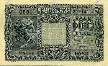 10 Lire ITALY  1944 P.032c VF