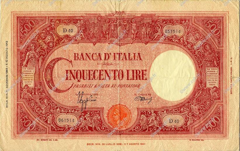 500 Lire ITALIA  1944 P.070c q.BB