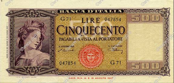 500 Lire ITALIA  1947 P.080a SPL+