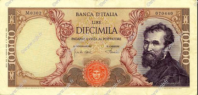 10000 Lire ITALIE  1968 P.097c TTB+
