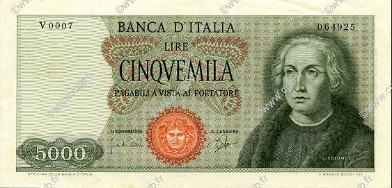 5000 Lire ITALY  1964 P.098a XF