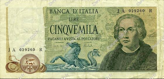 5000 Lire ITALY  1973 P.102b VF