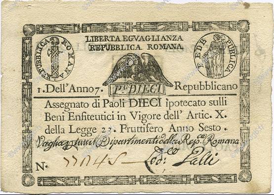 10 Paoli ITALY  1798 PS.540c XF