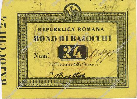 24 Bajocchi ITALY  1849 PS.573 XF+