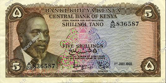 5 Shillings KENYA  1968 P.01c q.SPL