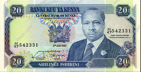 20 Shillings KENYA  1992 P.25e SUP
