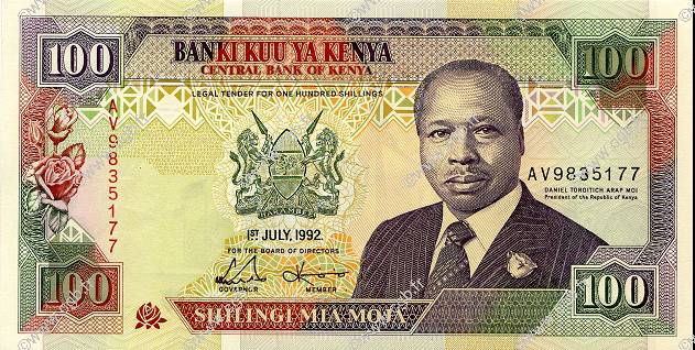 100 Shillings KENYA  1992 P.27e q.FDC