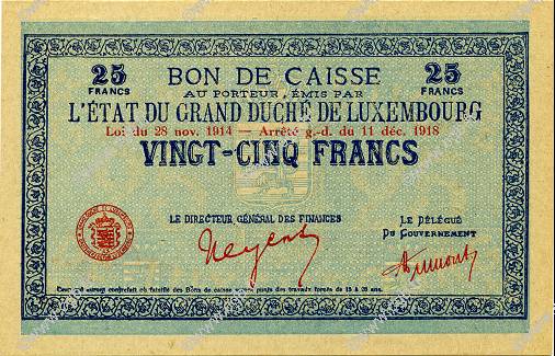 25 Francs LUXEMBURG  1919 P.31a ST