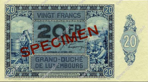 20 Francs Spécimen LUXEMBOURG  1929 P.37s NEUF
