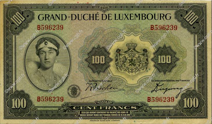 100 Francs LUXEMBURG  1934 P.39a VZ