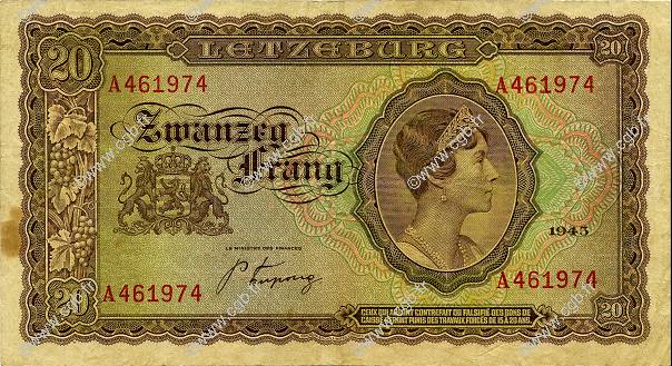 20 Frang LUXEMBOURG  1943 P.42a VF