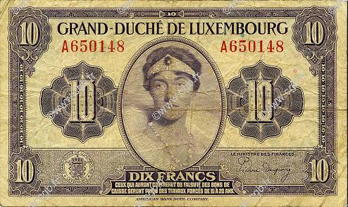 10 Francs LUXEMBOURG  1944 P.44a TB