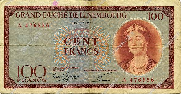 100 Francs LUSSEMBURGO  1956 P.50a MB
