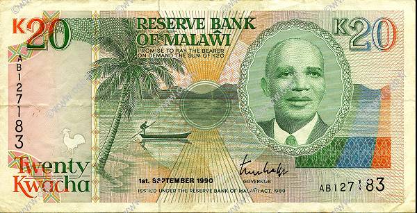 20 Kwacha MALAWI  1990 P.26 BB