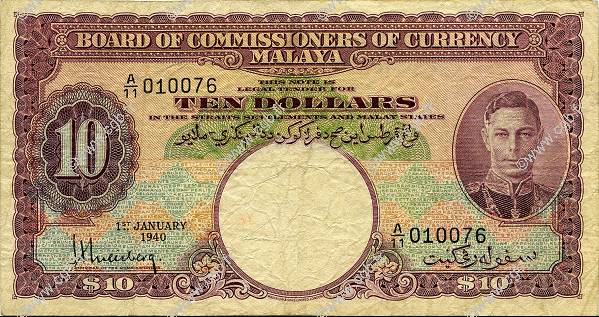 10 Dollars MALAYA  1940 P.01 BC