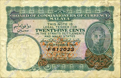 25 Cents MALAYA  1940 P.03 F
