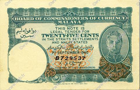 25 Cents MALAYA  1940 P.03 AU-