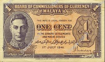 1 Cent MALAYA  1941 P.06 MBC+