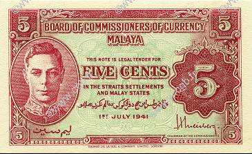 5 Cents MALAYA  1941 P.07a UNC