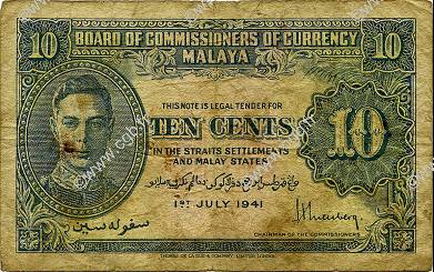 10 Cents MALAYA  1941 P.08 B