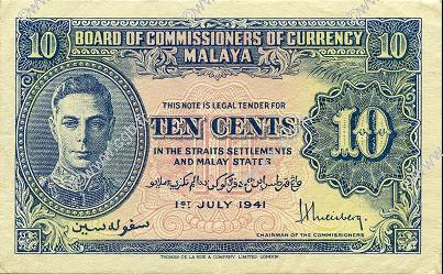 10 Cents MALAYA  1941 P.08 VZ