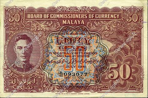 50 Cents MALAYA  1941 P.10b VZ+