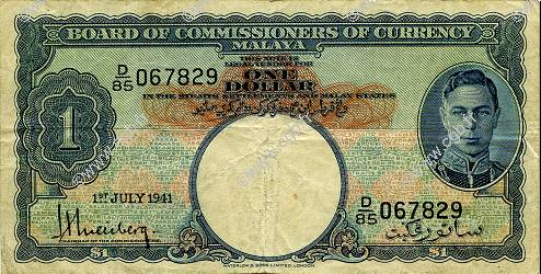 1 Dollar MALAYA  1941 P.11 fSS