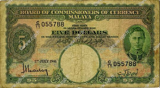 5 Dollars MALAYA  1941 P.12 RC
