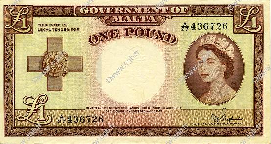 1 Pound MALTE  1954 P.24b BB