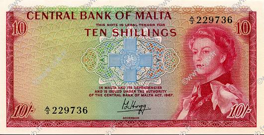 10 Shillings MALTE  1968 P.28 UNC-