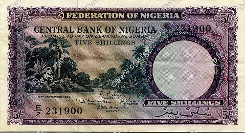 5 Shillings NIGERIA  1958 P.02 XF-