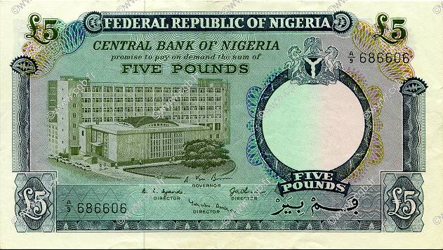 5 Pounds NIGERIA  1967 P.09 SPL+
