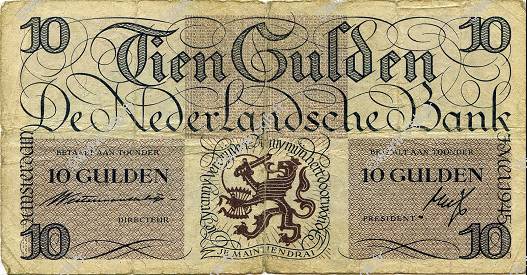 10 Gulden NETHERLANDS  1945 P.074 G
