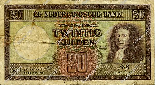 20 Gulden NIEDERLANDE  1945 P.076 S