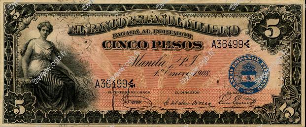 5 Pesos PHILIPPINES  1908 P.001 pr.NEUF