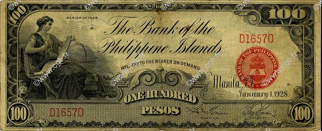 100 Pesos PHILIPPINEN  1928 P.020 fSS