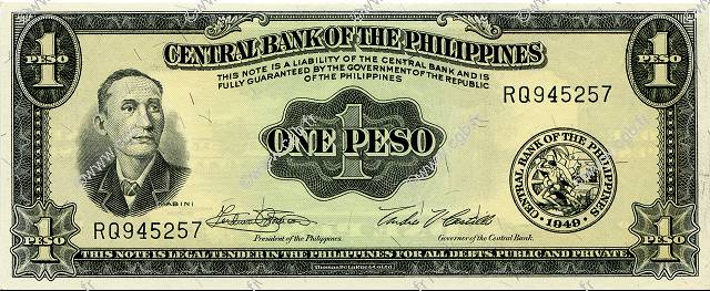 1 Peso FILIPPINE  1949 P.133g FDC