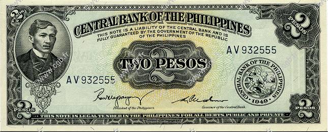 2 Pesos PHILIPPINES  1949 P.134b UNC
