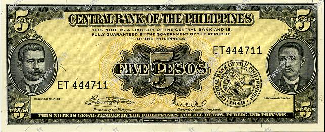 5 Pesos PHILIPPINES  1949 P.135f NEUF