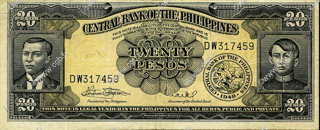 20 Pesos FILIPPINE  1949 P.137e BB